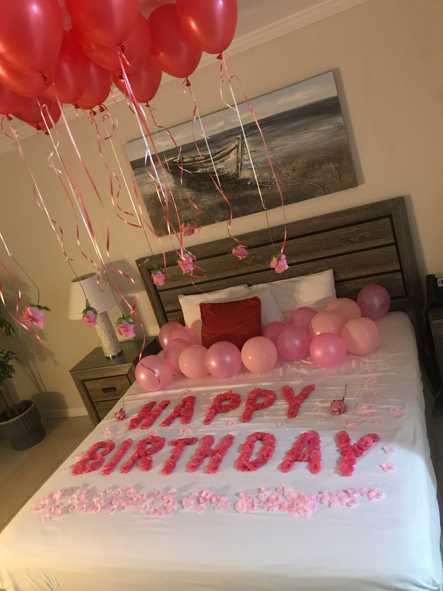 Happy Birthday rose petal message