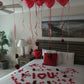 I Heart U rose petal message