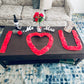 Big I Heart U rose petal message