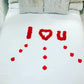 Big I Heart U rose petal message