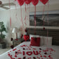 Big I Heart U rose petal message