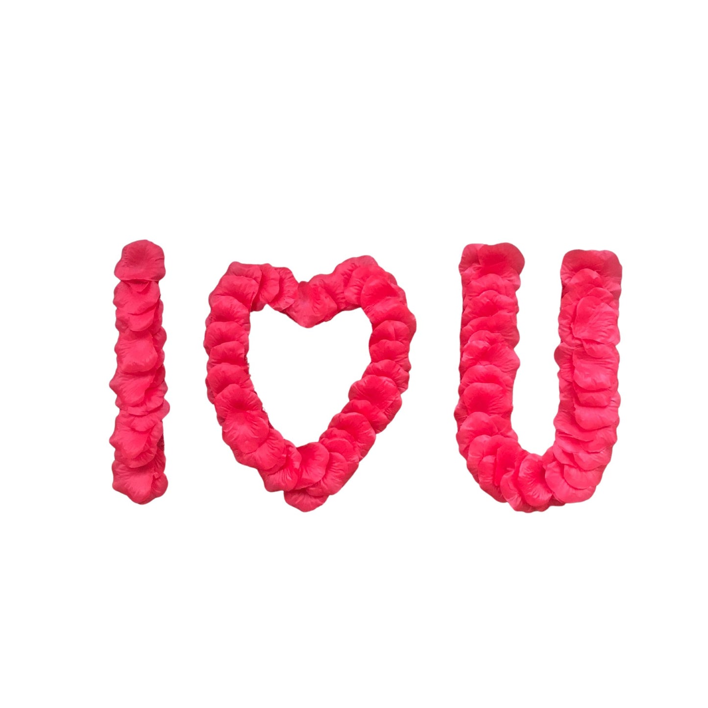 I Heart U rose petal message